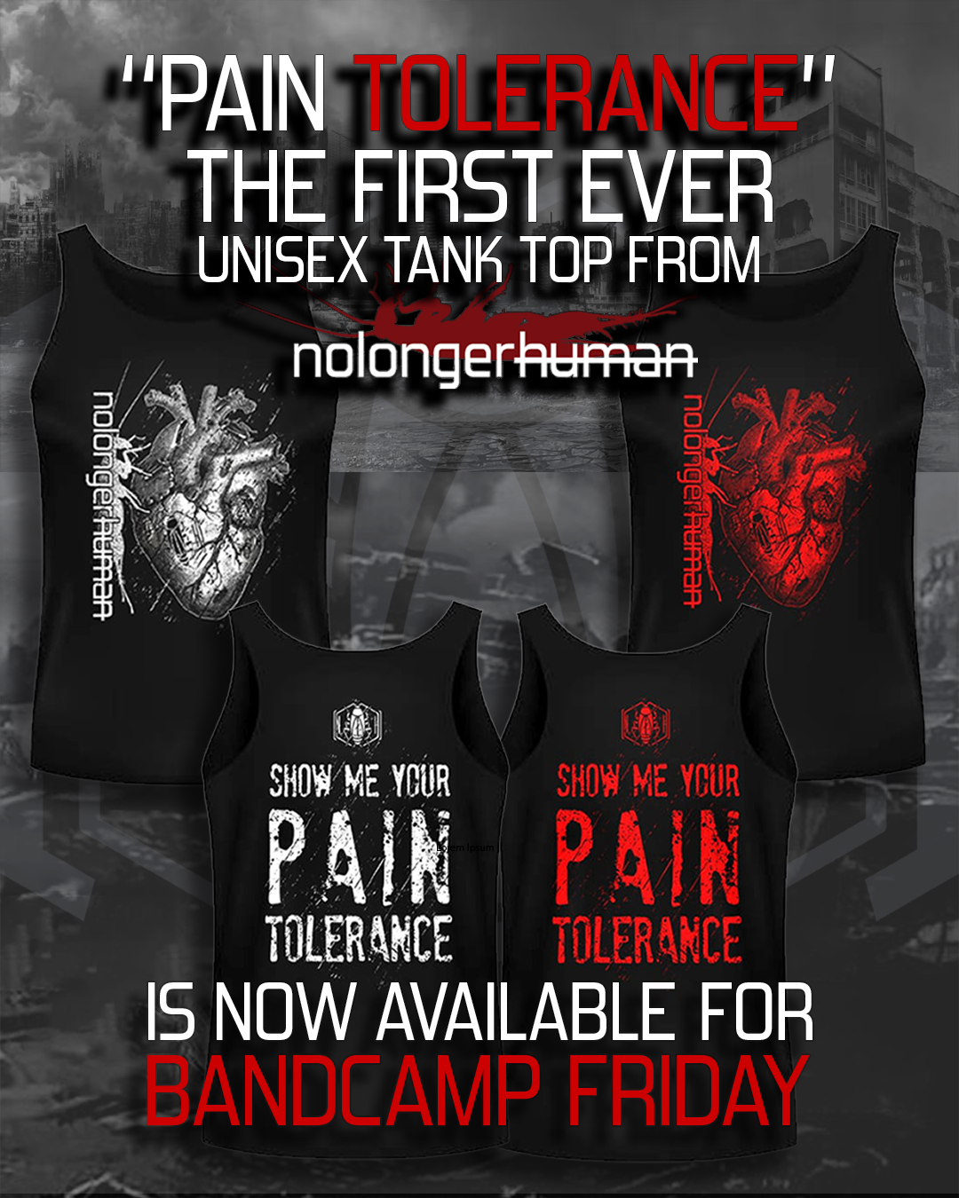 First Ever nolongerhuman Unisex Tank Top Now Available for Bandcamp Friday